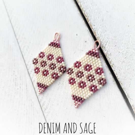 Rose gold flower beaded delica earrings