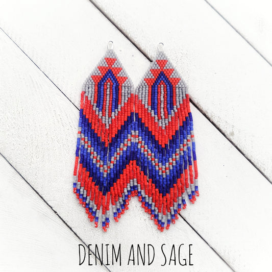 Red and blue beaded earrings