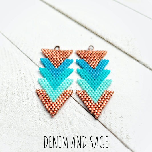 Turquoise and copper arrow beaded earrings