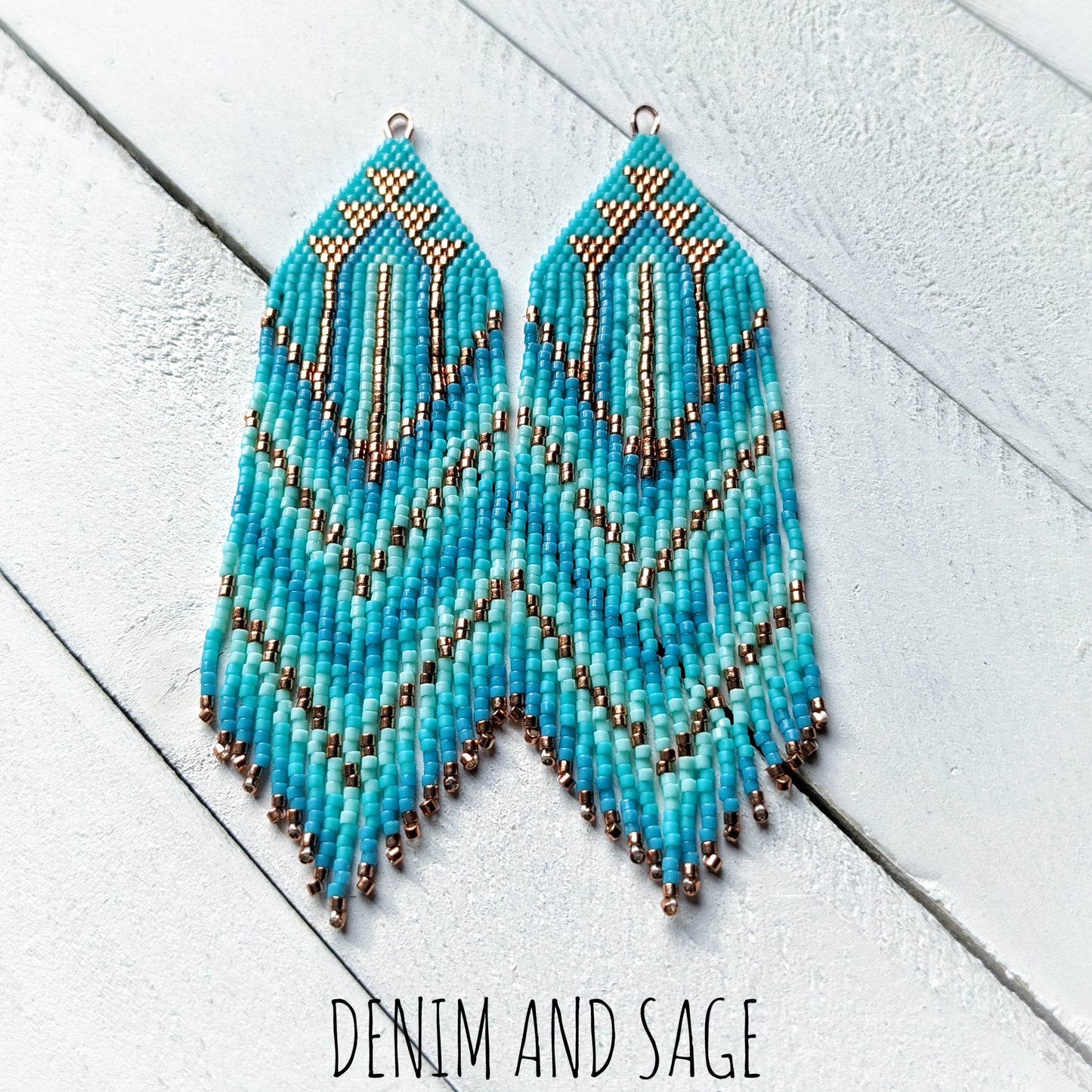 Copper and turquoise ombre beaded earrings
