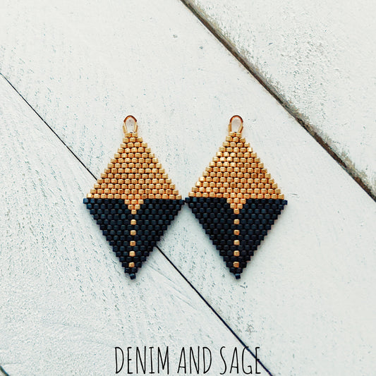 Matte black and gold beaded earrings
