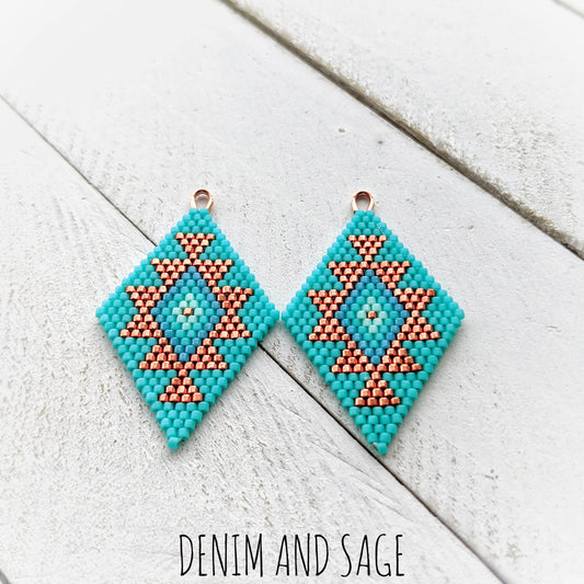 Turquoise ombre and copper beaded earrings