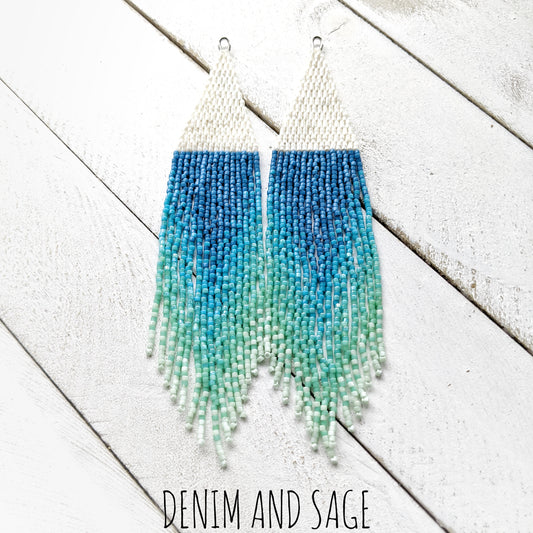 Seafoam ombre beaded earrings