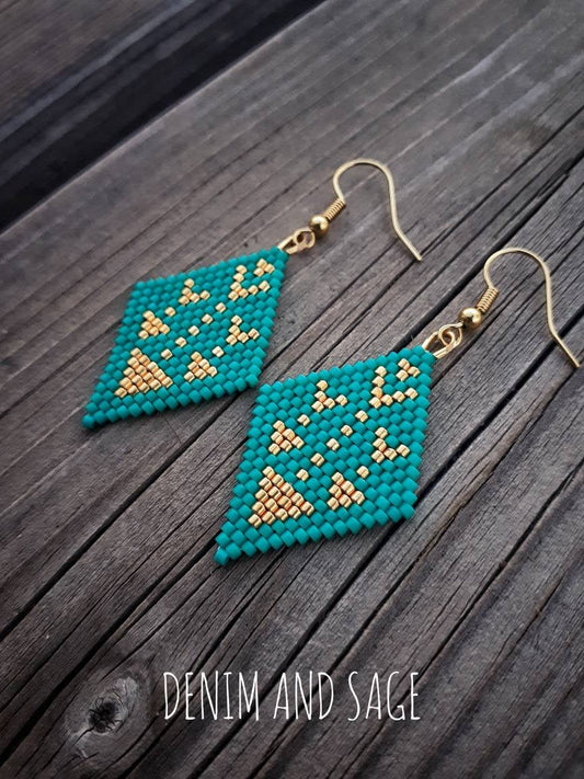 Turquoise and gold arrow earrings