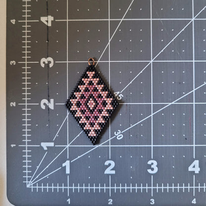 Matte black and rose gold double diamond beaded earrings