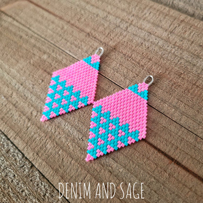 Neon pink and turquoise earrings