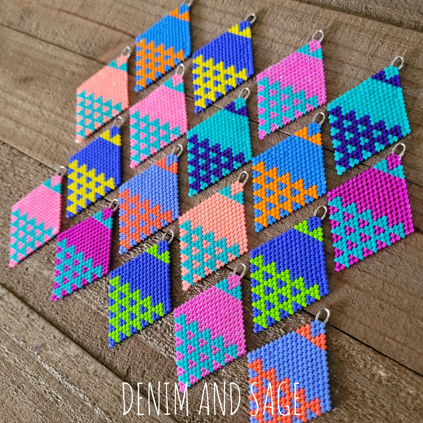 Fushia pink and turquoise earrings