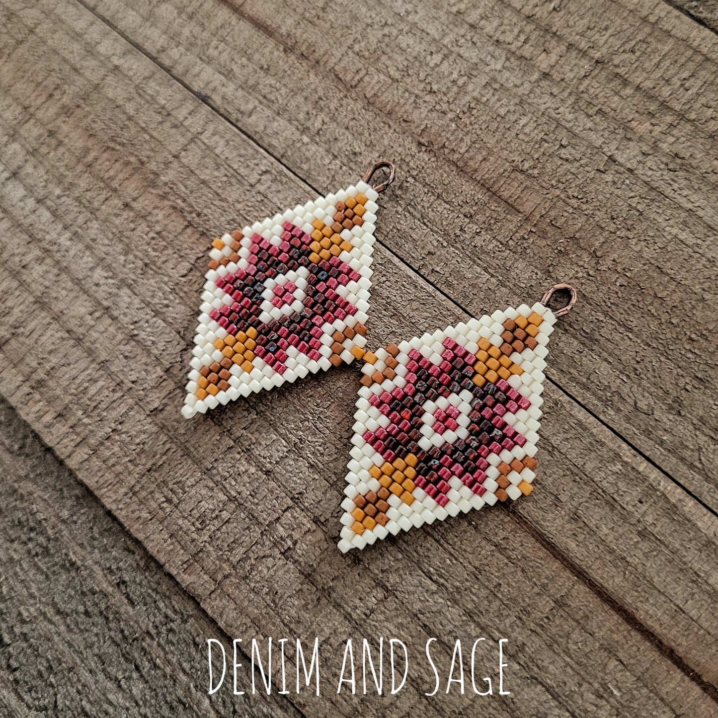 Rusty red delica beaded earrings