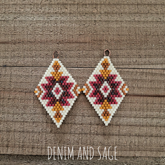 Rusty red delica beaded earrings