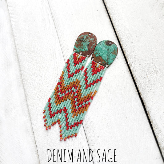 Patina Copper beaded earrings