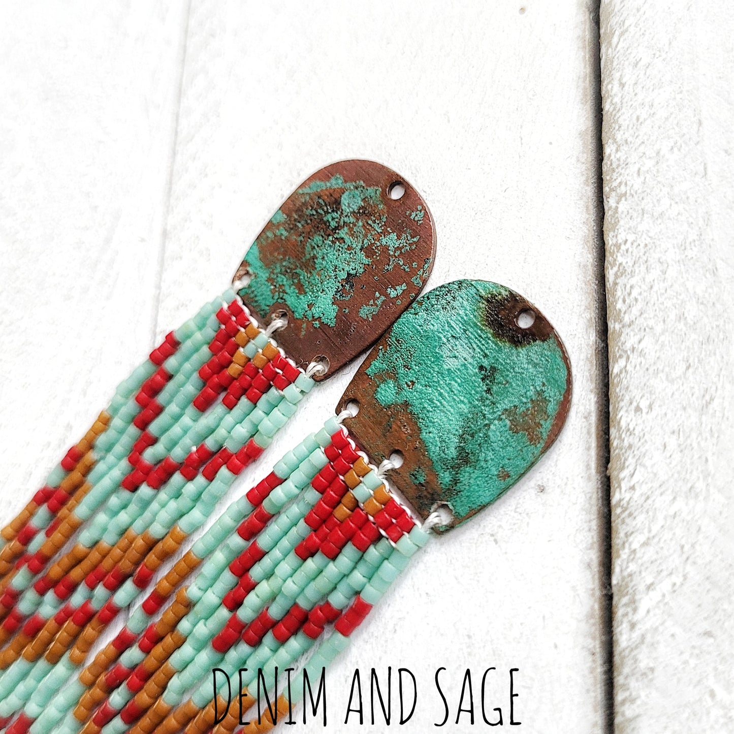 Patina Copper beaded earrings