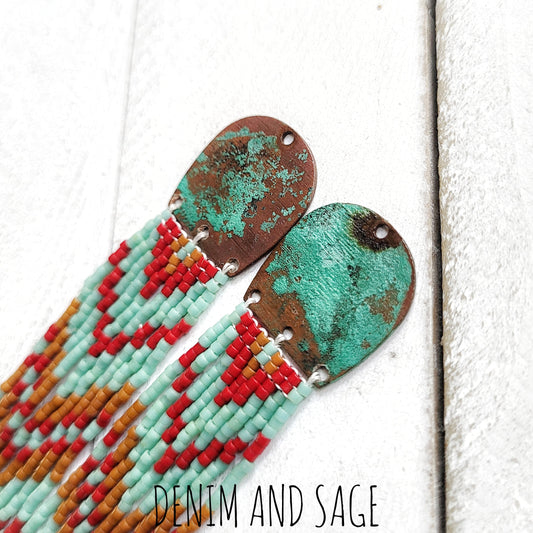 Patina Copper beaded earrings