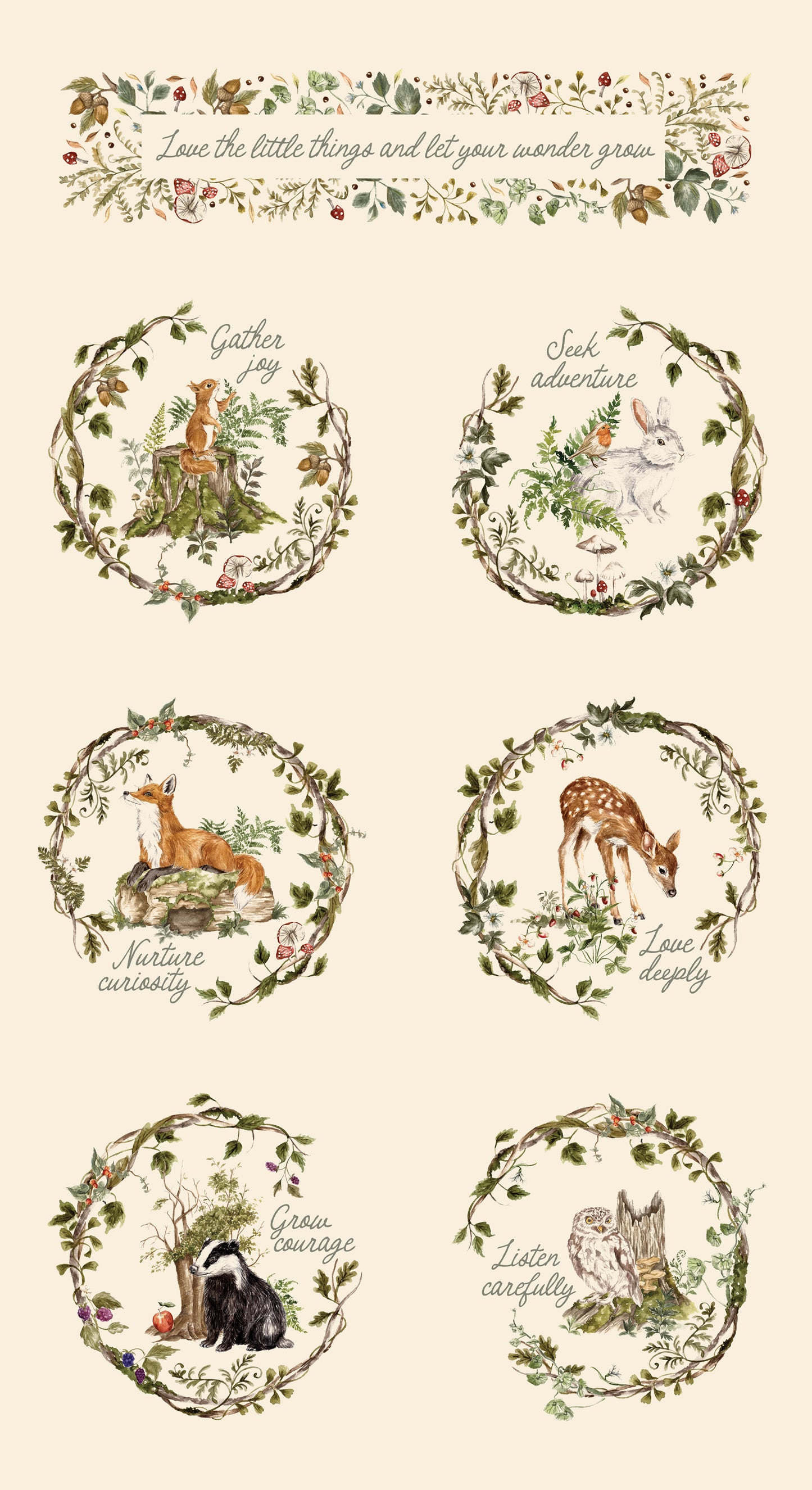 PREORDER || Fable & Fern - 24" x 45" Animal Panel Eggshell