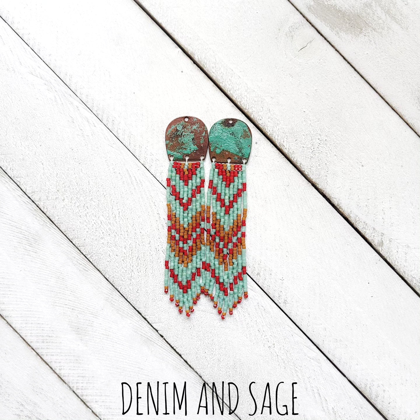 Patina Copper beaded earrings