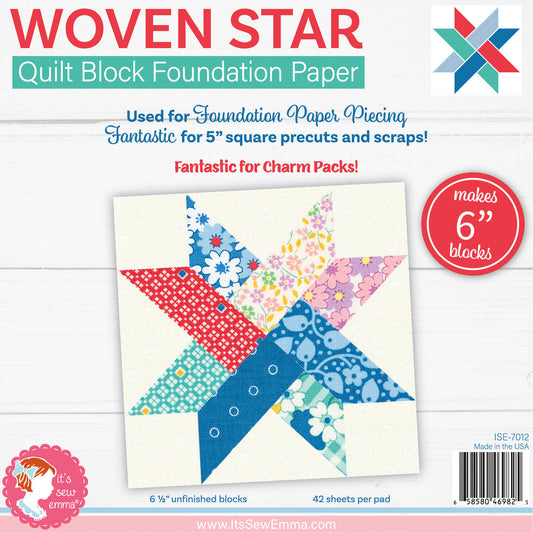 6” Woven Star Quilt Block Foundation Paper - It's Sew Emma