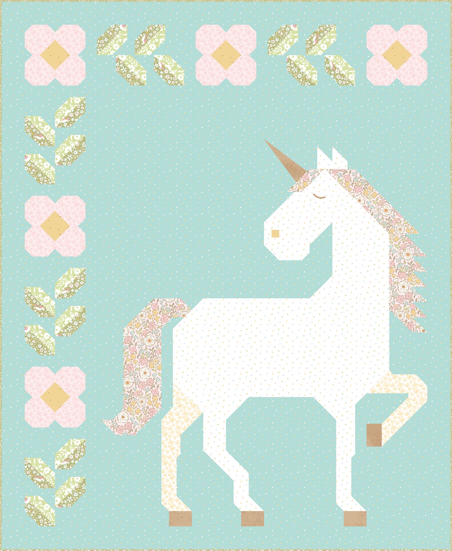 PREORDER || Little Posies - Unicorn Garden Quilt Kit (59" x 72")