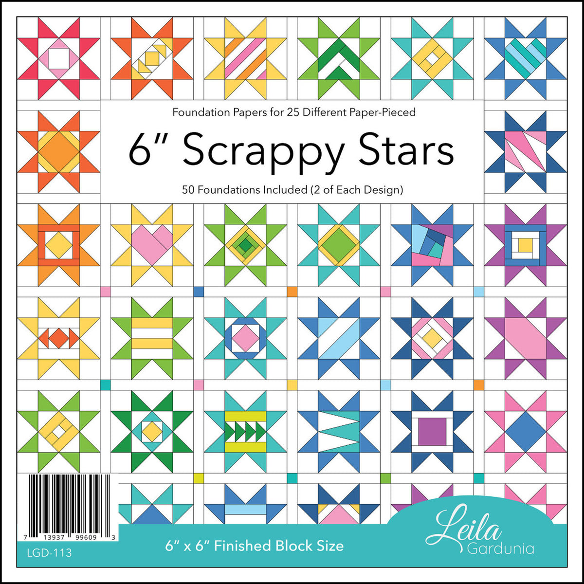 6" Scrappy Stars Foundation Pad - Leila Gardunia Design