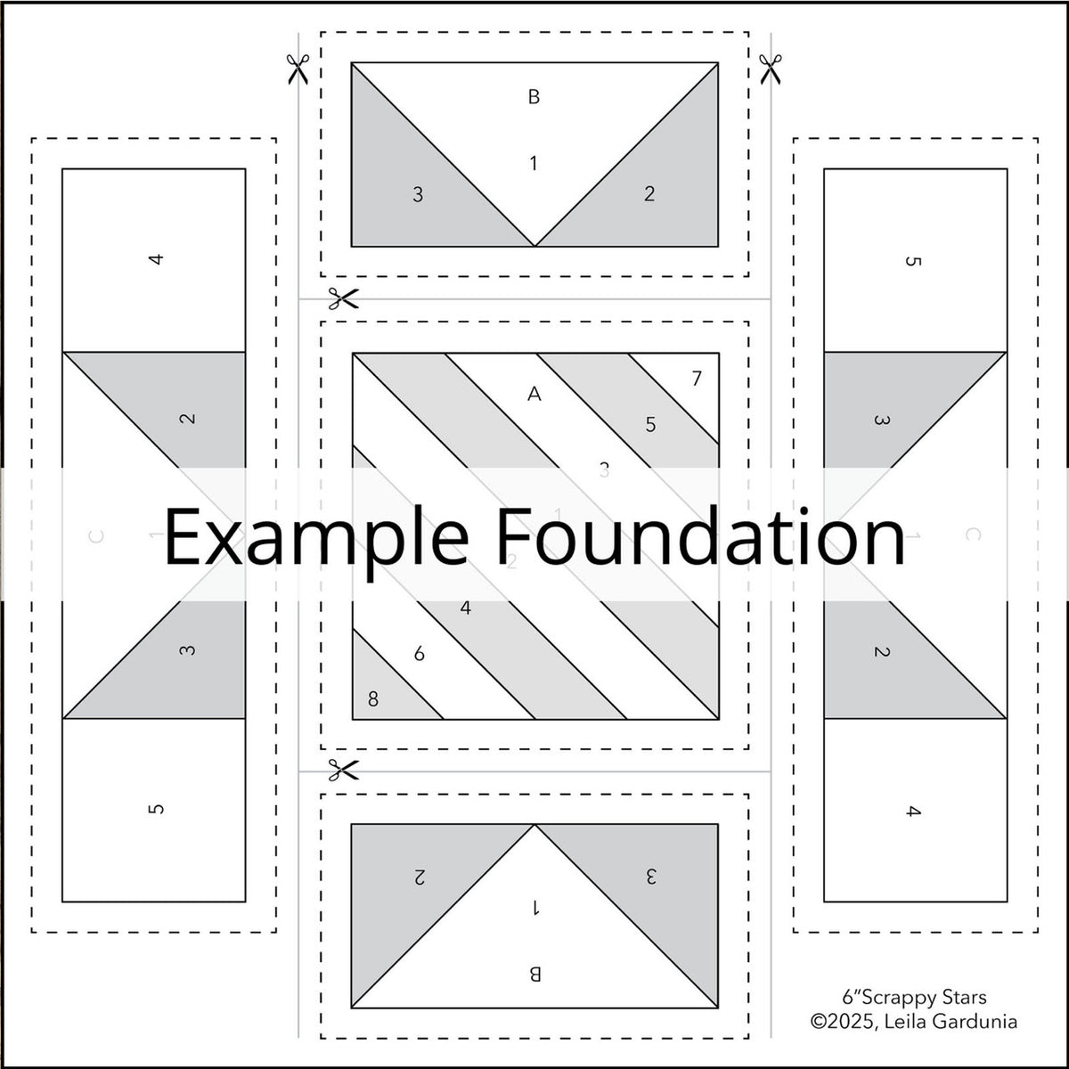 6" Scrappy Stars Foundation Pad - Leila Gardunia Design