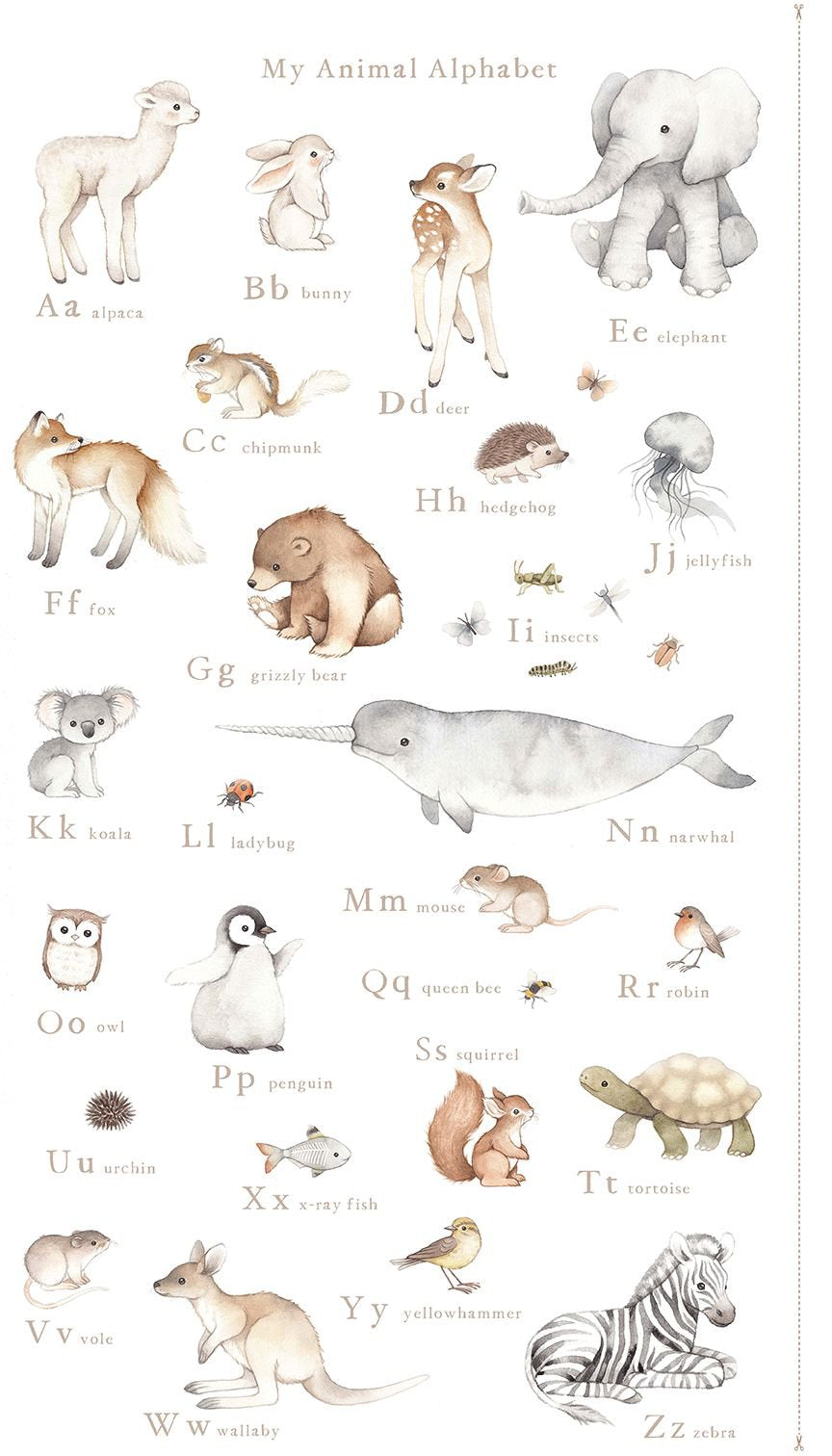 PREORDER || ABC's of Love - My Animal Alphabet 24" Panel