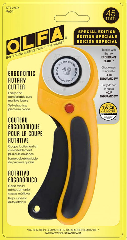 Olfa - Deluxe Ergonomic Rotary Cutter 45mm - Yellow
