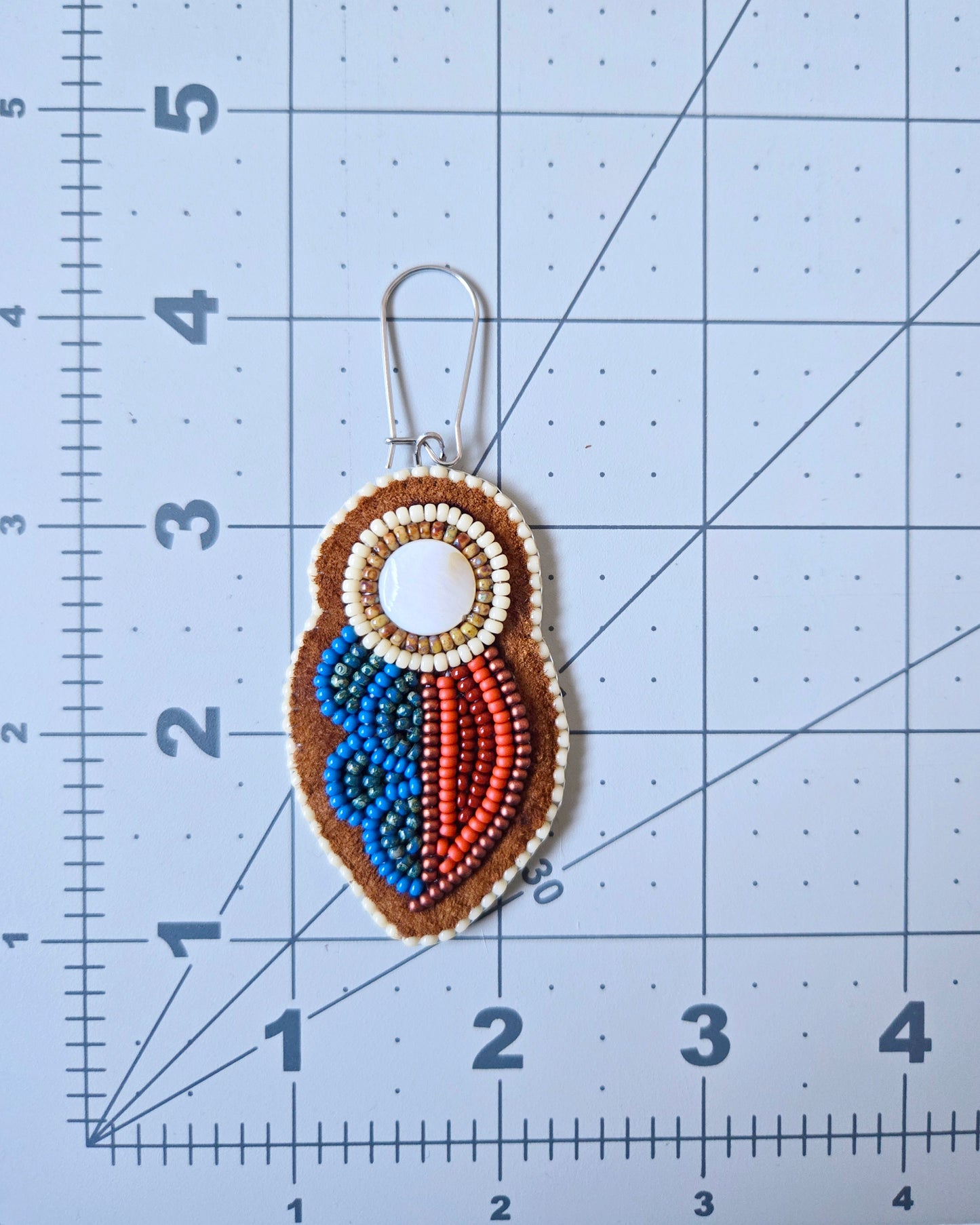 Rusy flower (smaller) applique beaded earrings