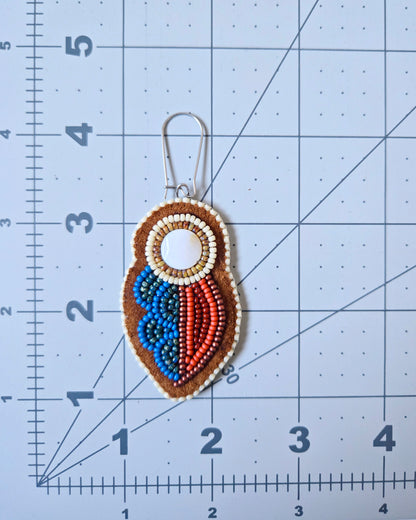Rusy flower (smaller) applique beaded earrings