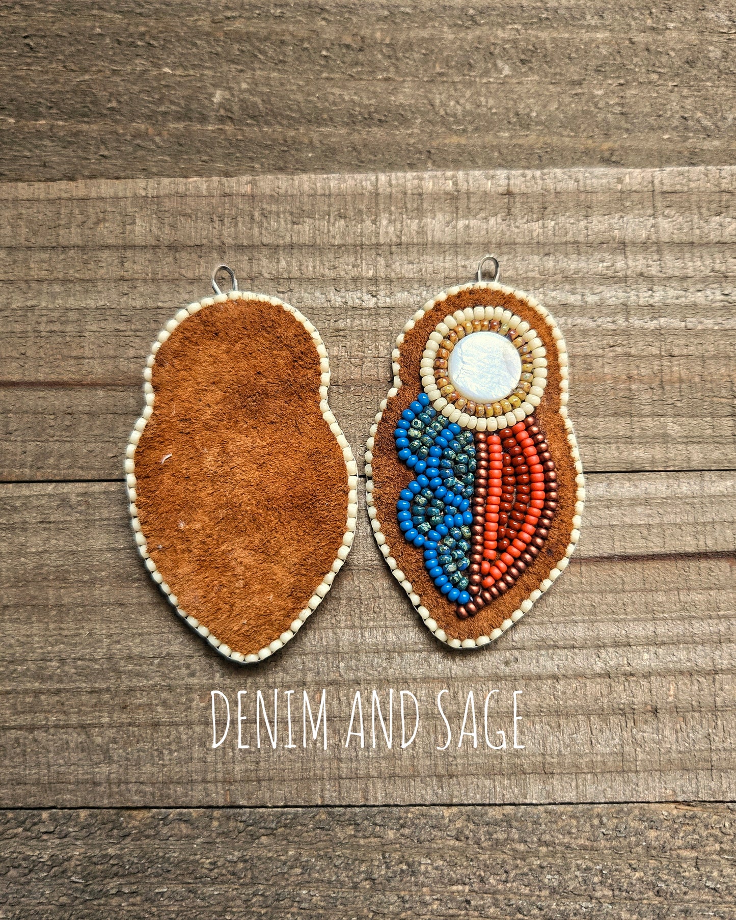 Rusy flower (smaller) applique beaded earrings