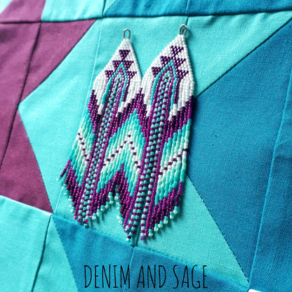 Turquoise and purple beaded earrings