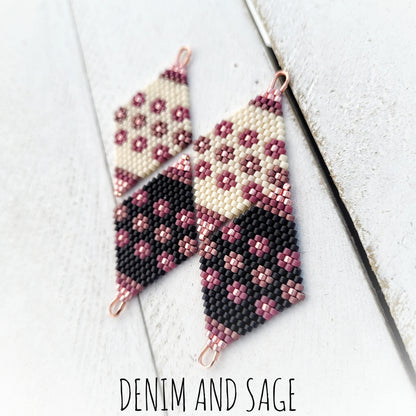 Rose gold flower beaded delica earrings