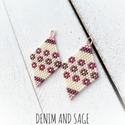 Rose gold flower beaded delica earrings