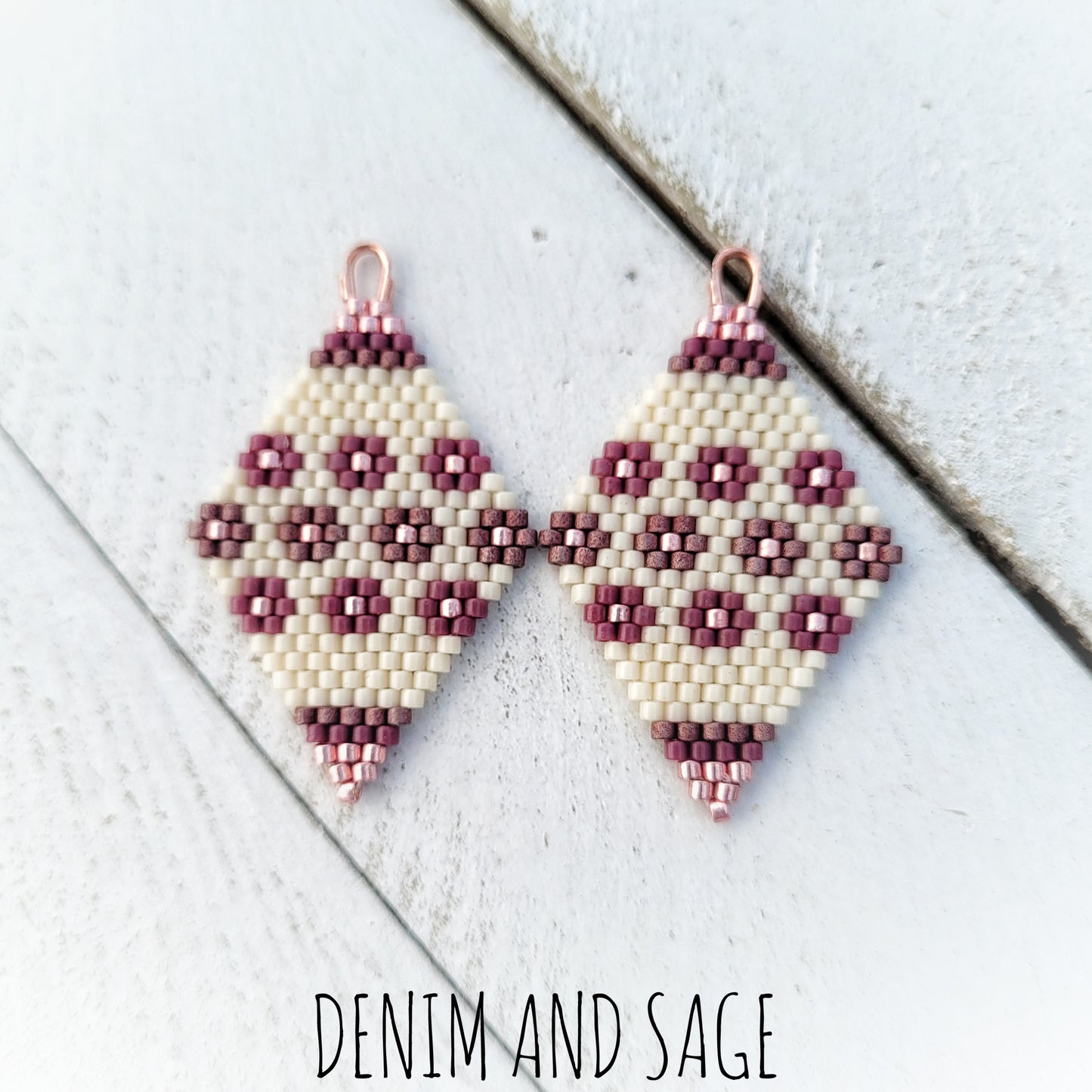 Rose gold flower beaded delica earrings
