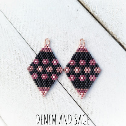 Rose gold flower beaded delica earrings