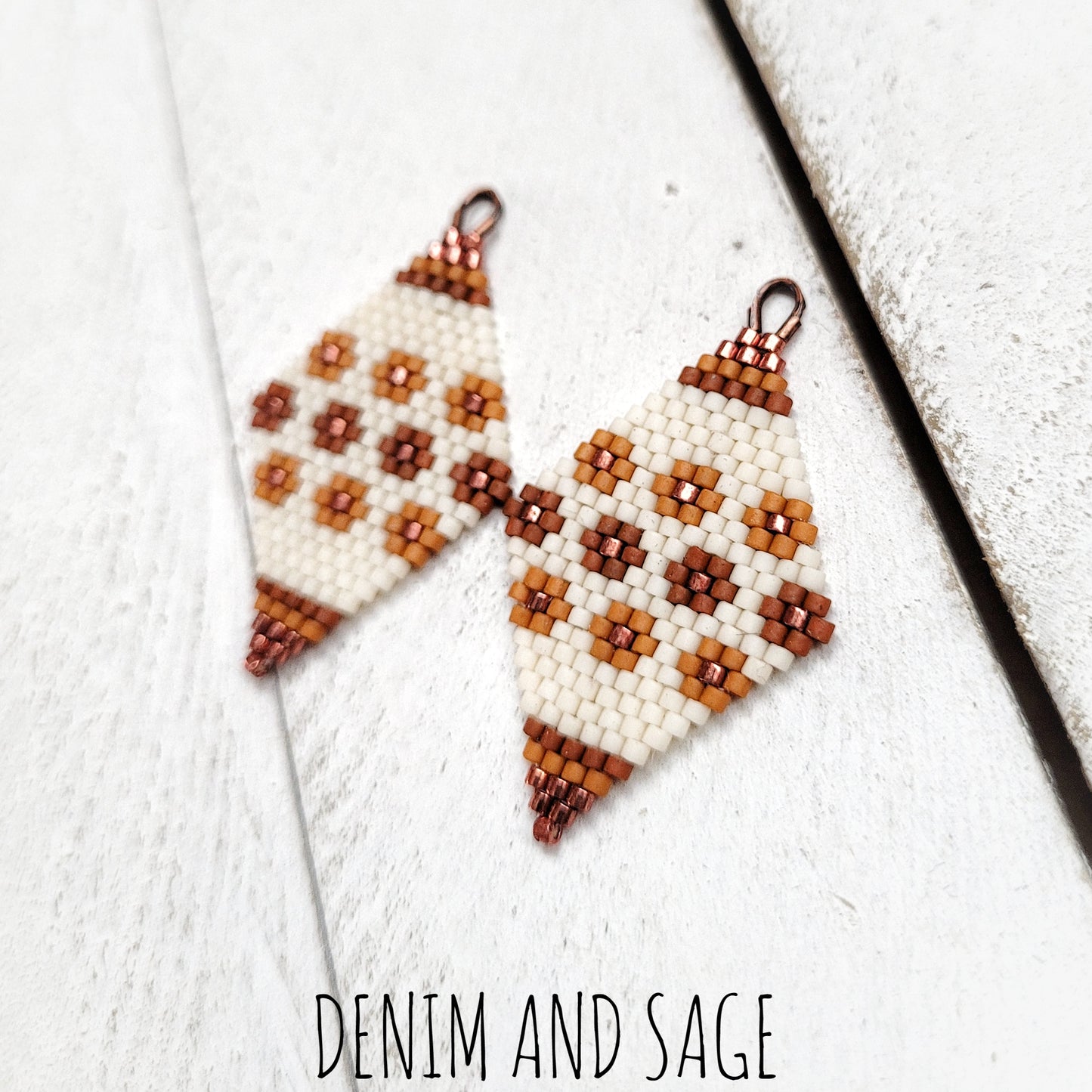 Sienna brown flower beaded delica earrings