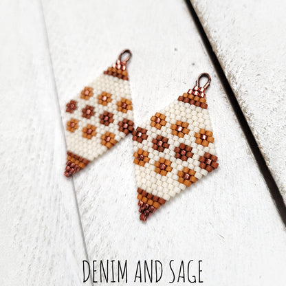 Sienna brown flower beaded delica earrings