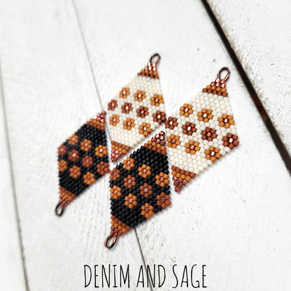 Sienna brown flower beaded delica earrings