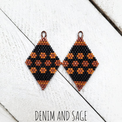 Sienna brown flower beaded delica earrings