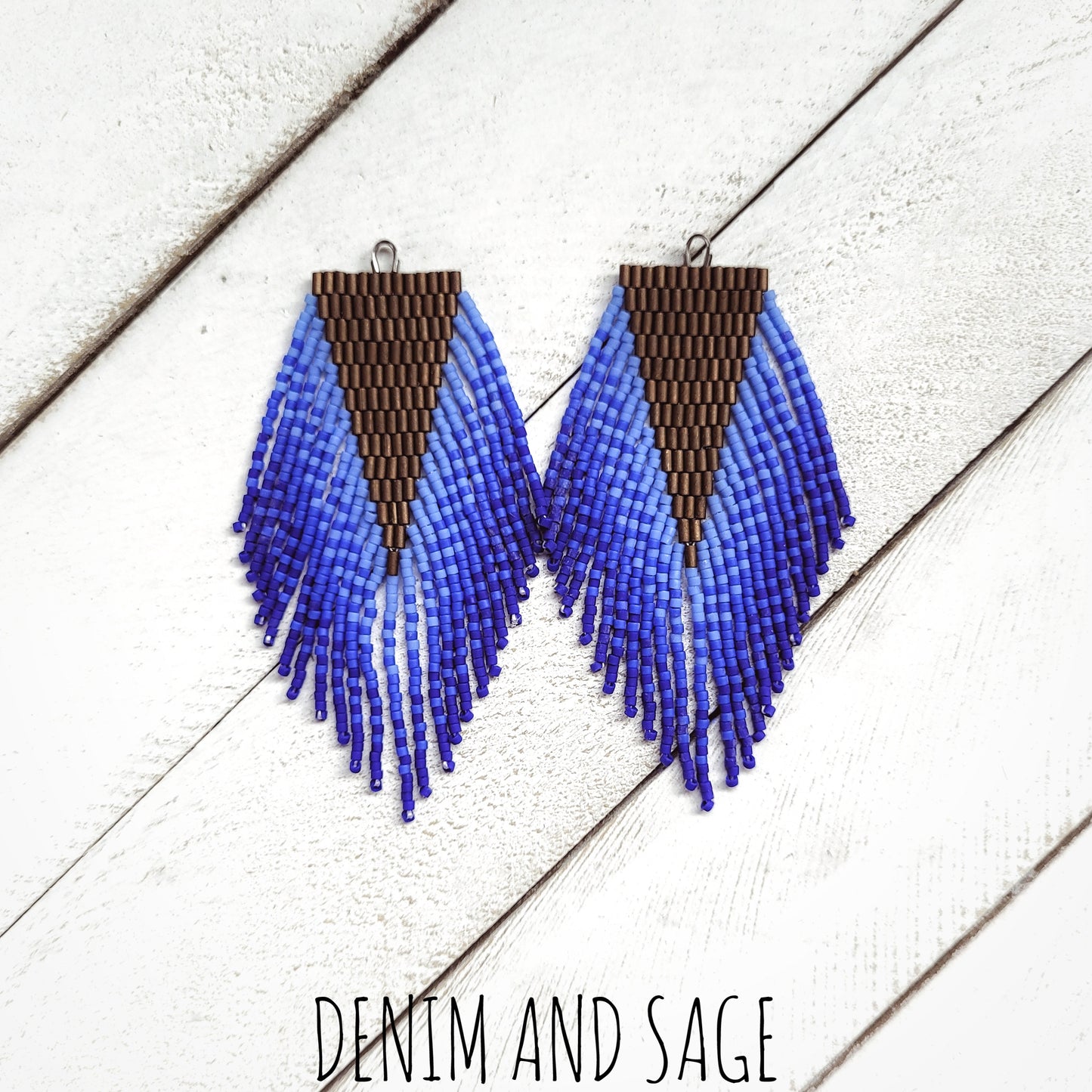 Bronze and blue beaded earrings