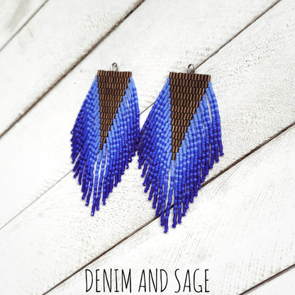 Bronze and blue beaded earrings
