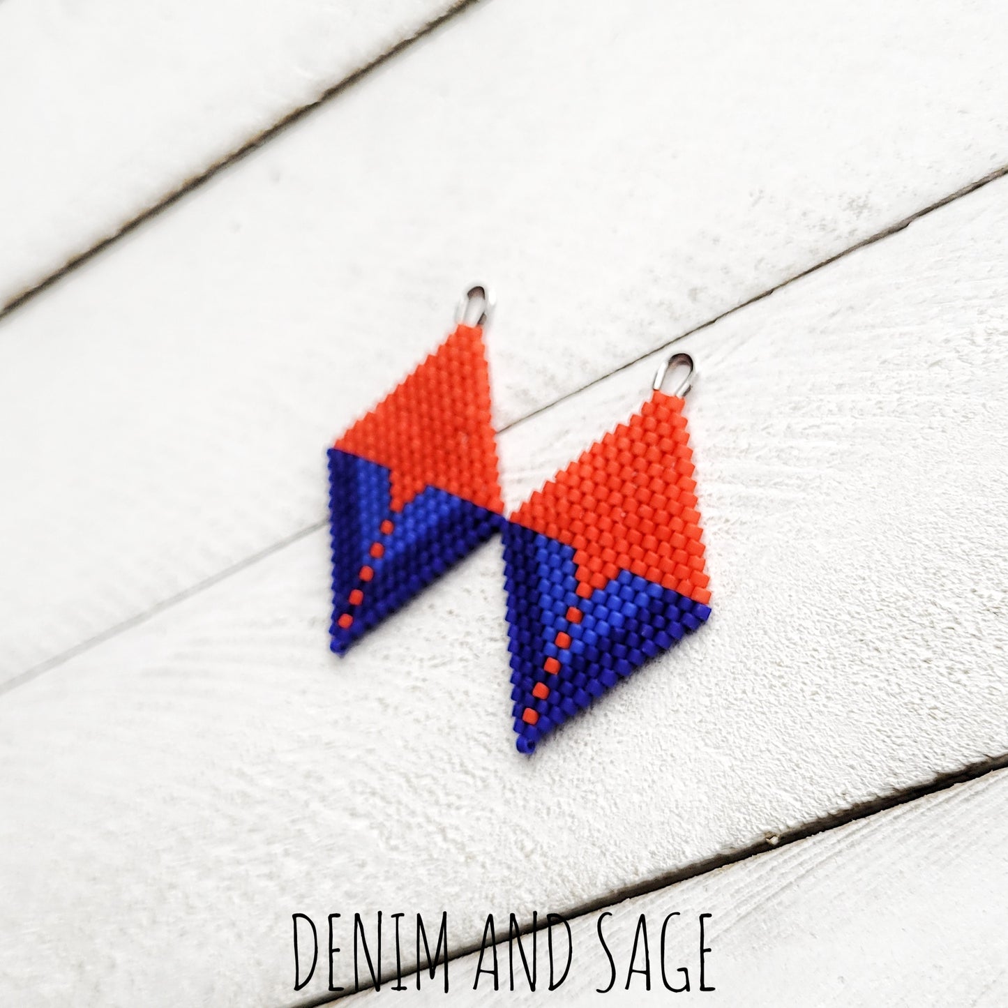 Blue and red earrings