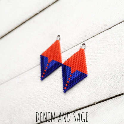 Blue and red earrings