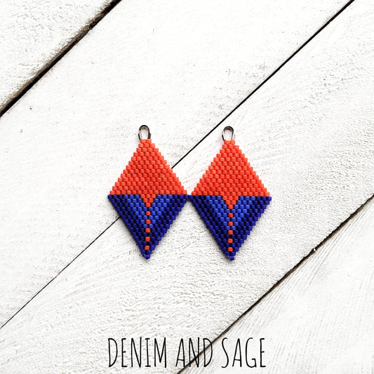 Blue and red earrings