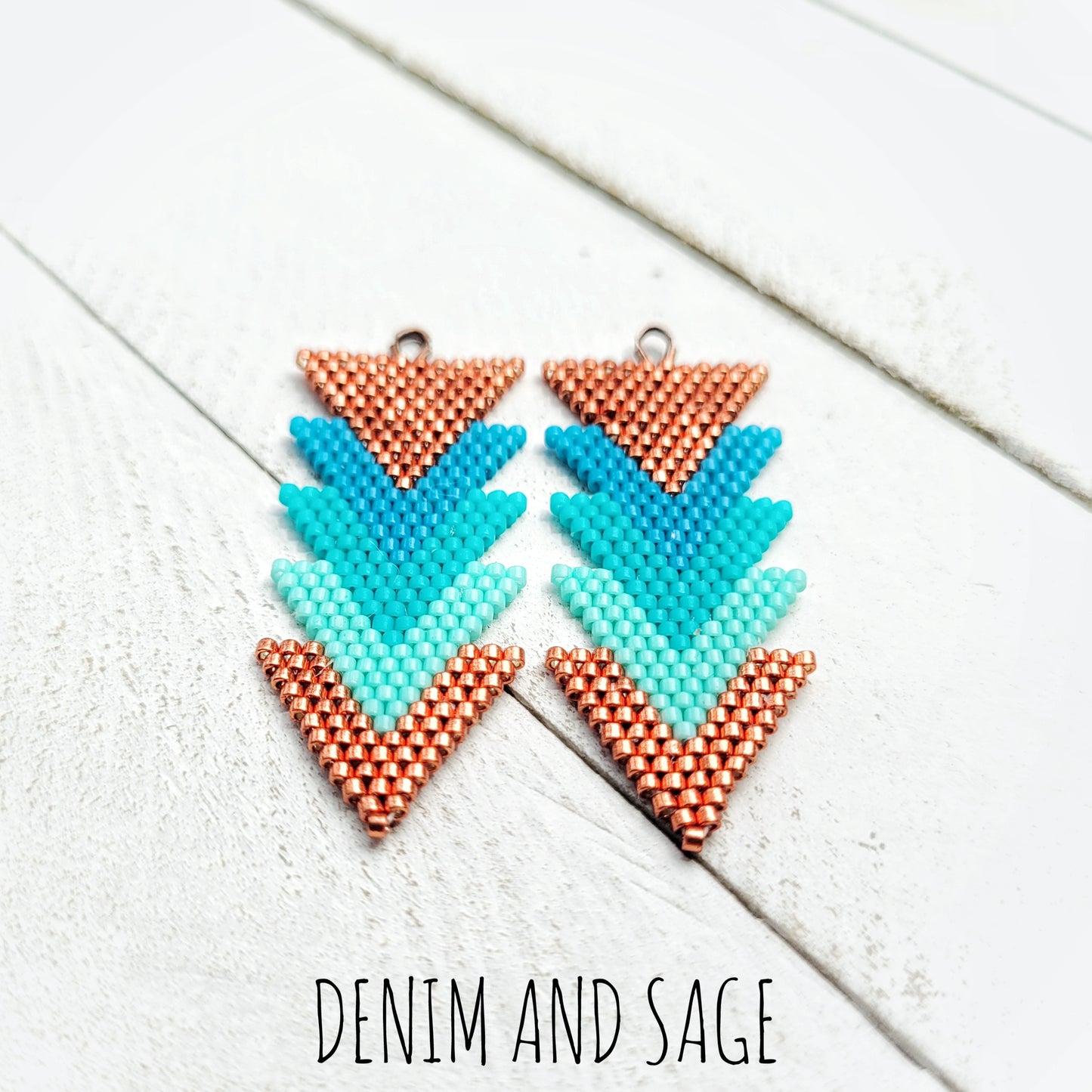 Turquoise and copper arrow beaded earrings