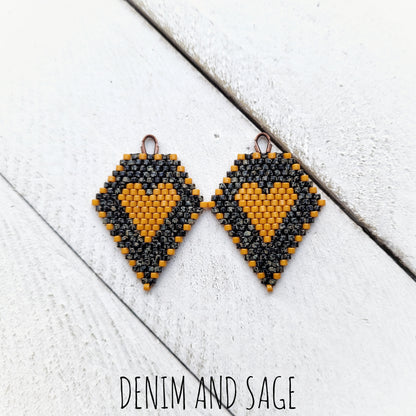 Black picasso and hawthorne heart beaded earrings