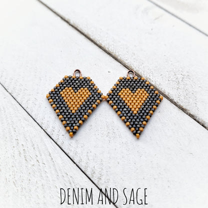 Black picasso and hawthorne heart beaded earrings