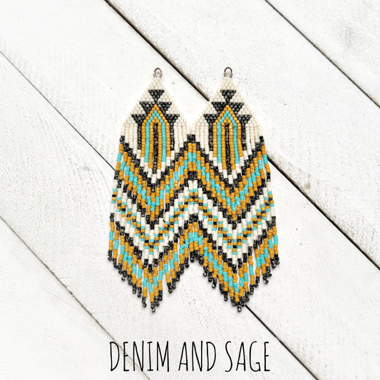 Black speckled, hawthorne and turqouise beaded earrings