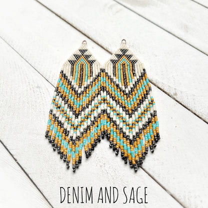 Black speckled, hawthorne and turqouise beaded earrings