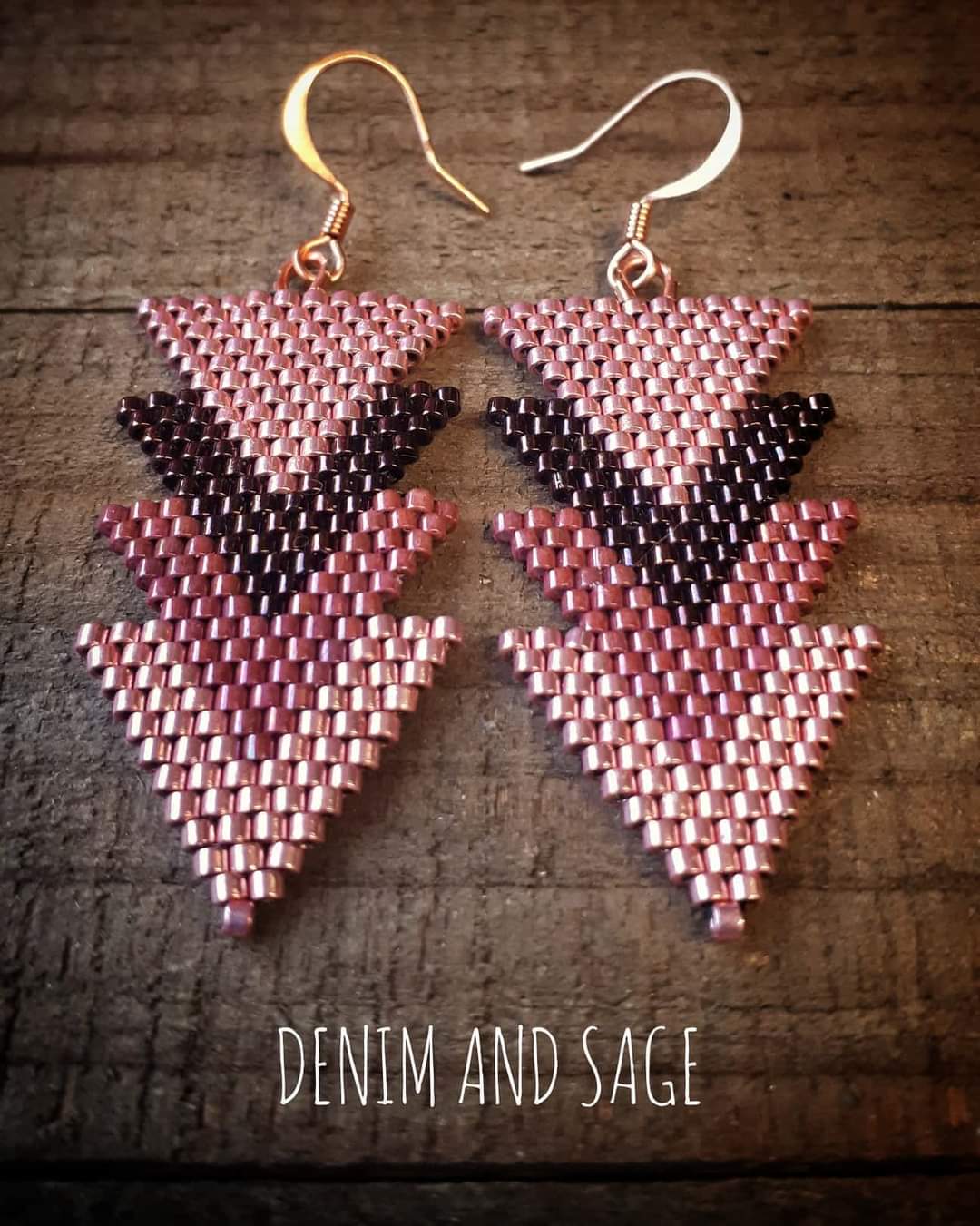 Rose gold arrow beaded earrings