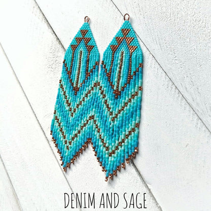 Copper and turquoise ombre beaded earrings