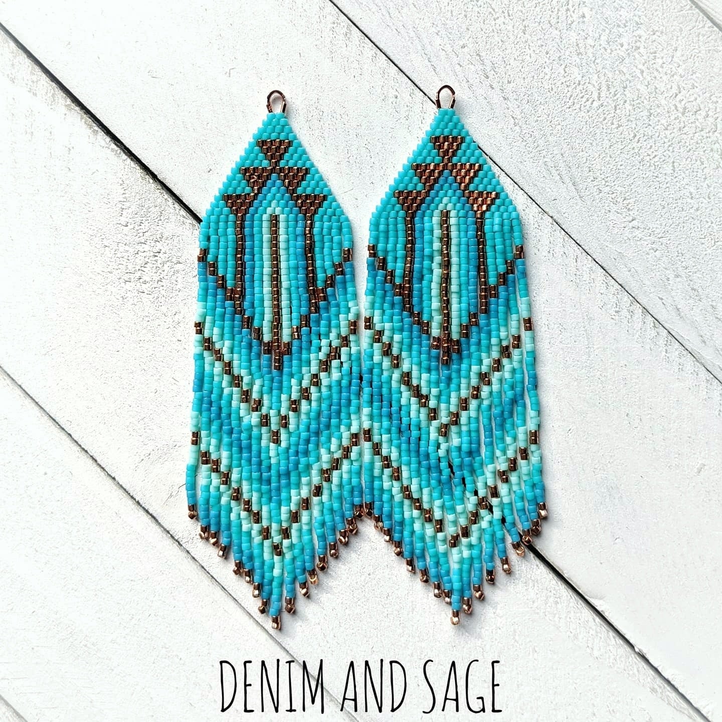 Copper and turquoise ombre beaded earrings