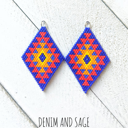 Fire double diamond beaded earrings